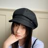 25 Early autumn new British retro octagonal hat women's big head circumference showing face small newsboy hat