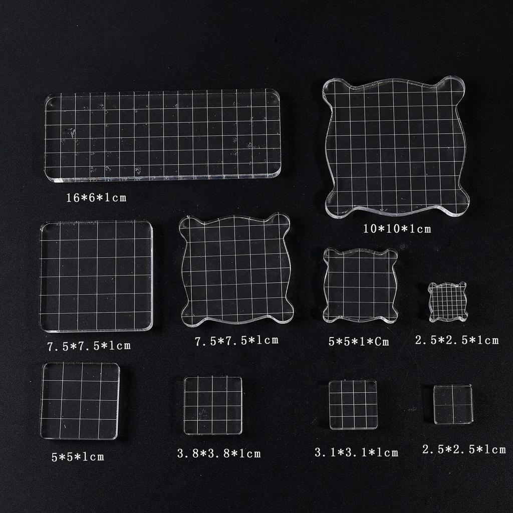 10x Acrylic Stamp Blocks Accessories DIY Craft Assorted Sizes Decorative Ergonomic Gifts Sturdy