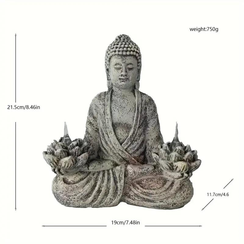 1pc Lighthouse Buddha Statues with LED Lights, Solar-Power Buddha Sculpture Decor for Home Garden, Yard, Patio, Yoga.