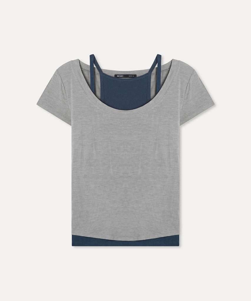 MIXXO Halter Layered Short Sleeve T-Shirt_Miwhwg529A