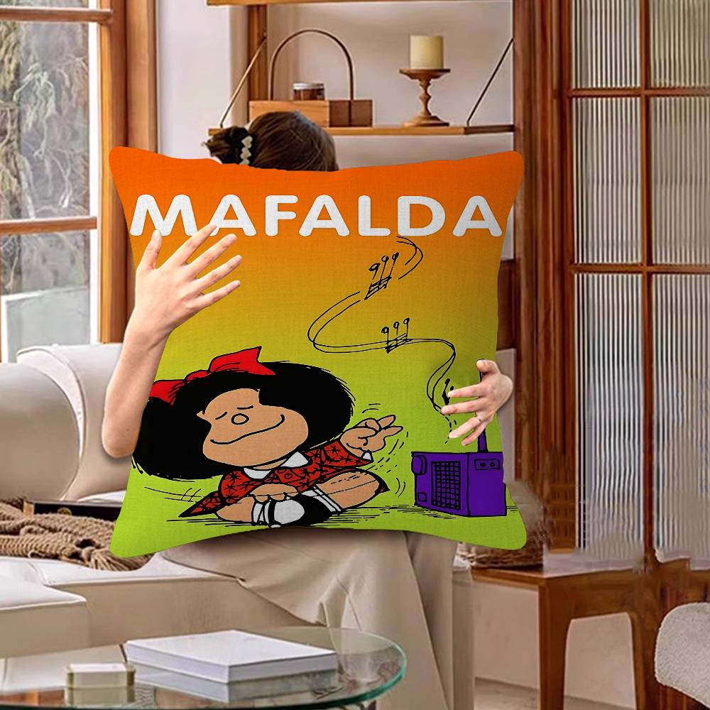 Cute Cartoon Mafalda Cushion Cover Polyester Sofa Cushions Decorative Throw Pillows Home Decoration Pillowcover