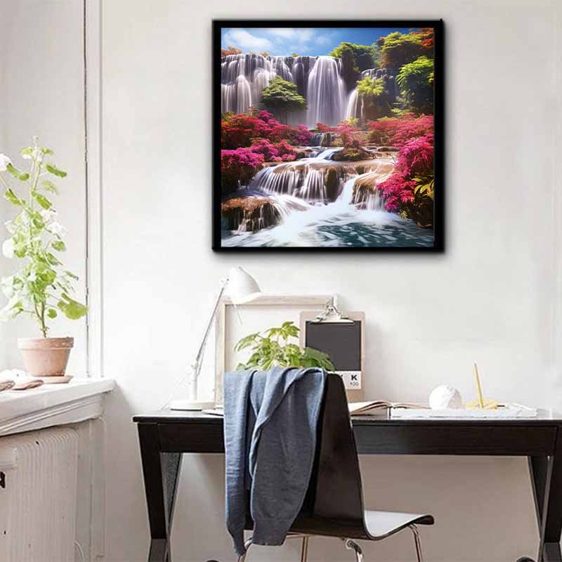 New Arrival 5D DIY Full Circle Diamond Painting "Waterfall" Embroidery Cross Stitch Home Decor Gift