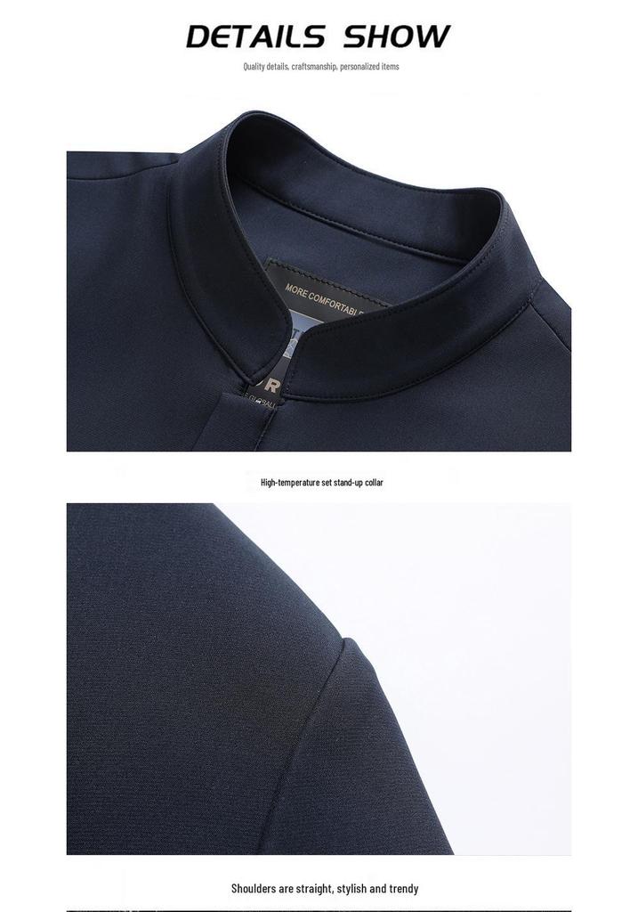 Jipusha Men's Spring/Autumn Casual Stand Collar Jacket for Middle-aged Men