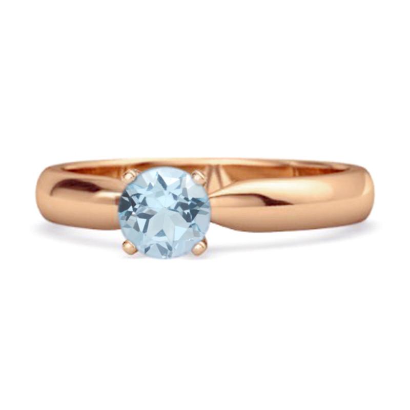 

Blue Topaz Classic Solitaire Ring - Sterling Silver Rose Gold Vermeil 6.5 рожевий колір золота