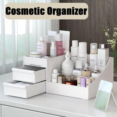 Tragbarer Make-up-Schubladen-Organizer, Schreibtisch, Kunststoff, große Kapazität, separate Kosmetik, Hautpflegeprodukte, Aufbewahrungsbox, Schmuckbehälter