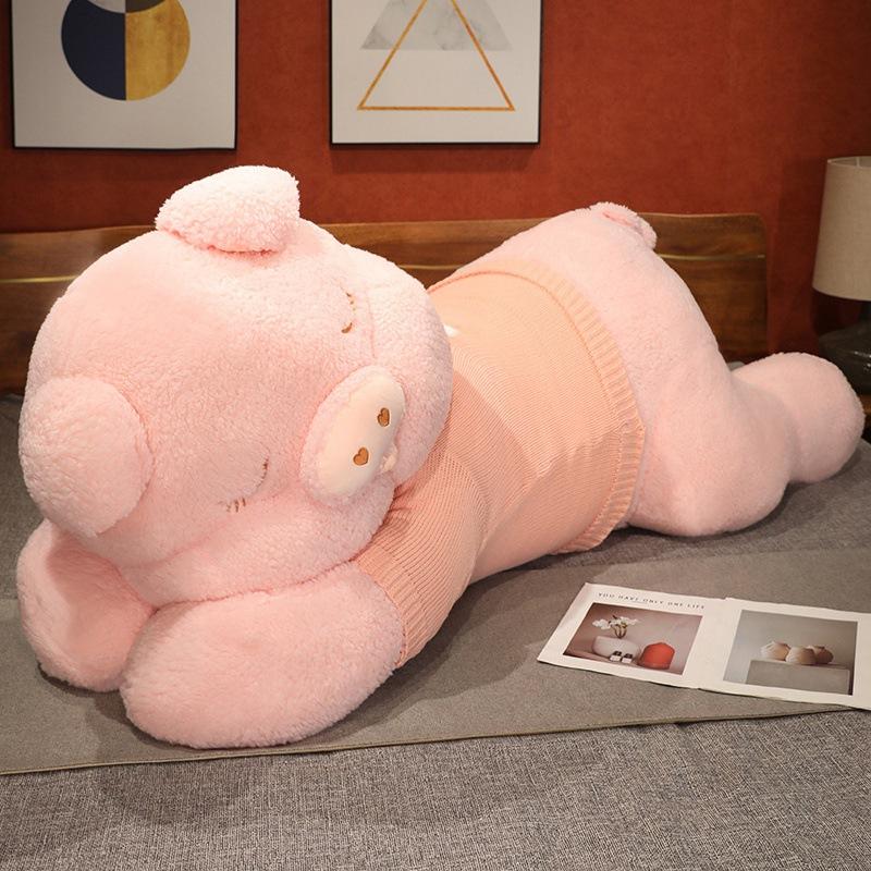 Large Sweater Lying Down Pig Doll Plush Toy Pig Doll Girl Bed Sleeping Throw Pillow Soothing Doll