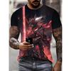 Large Size Unisex 3D Printed Shirt - Black and Red Anime Warrior Design