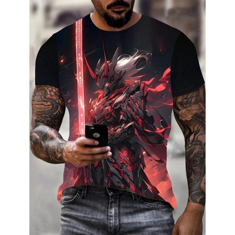 

Large Size Unisex 3D Printed Shirt - Black and Red Anime Warrior Design S