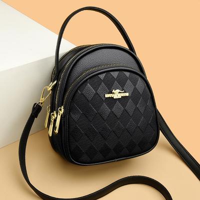 Textura de couro macio, grande capacidade, bolsa de ombro diagonal para mulheres, bolsa para celular, bolsa de mãe com diamantes em relevo na moda