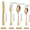 1 Set Gold Cutlery Stainless Steel Fork Spoons Knife Tableware Kit Luxury Flatware Set Dinnerware for Home Kitchen Restaurant