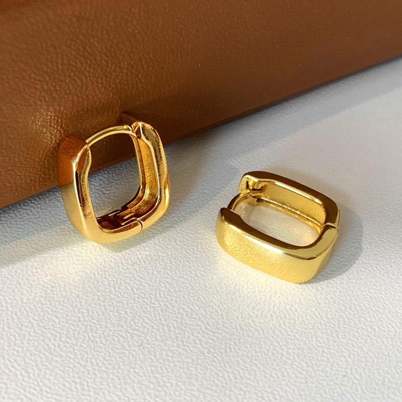 Минималистичные квадратные серьги-кольца из тибетского серебра для женщин. Классические геометрические модные легкие роскошные аксессуары.