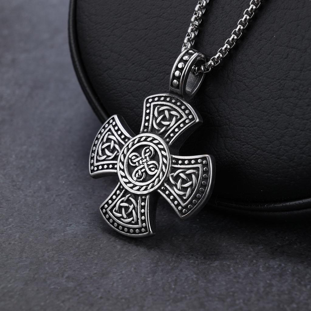 Celtic Cross Knot Stainless Steel Pendant Necklace