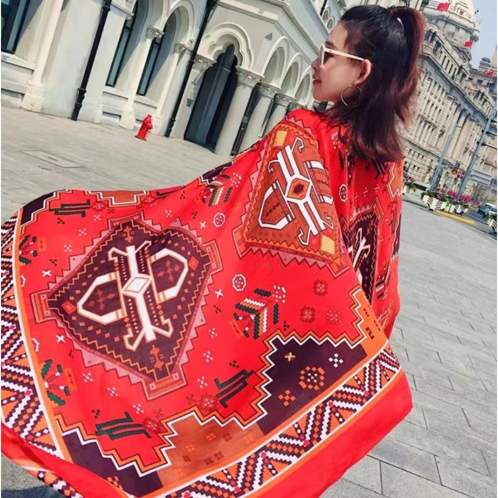 Chaka Salt Lake Great Northwest Tourism Ethnic Style Scarf Silk Scarf Women'S Summer Seaside Beach Shawl Sunscreen Thin