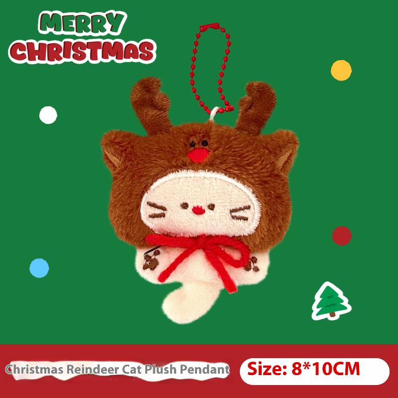 Cartoon Christmas Plush Doll Pendant Keychain Fluffy Cute Creative Soft Stuffed Doll Backpack Pendant Decorative Accessories