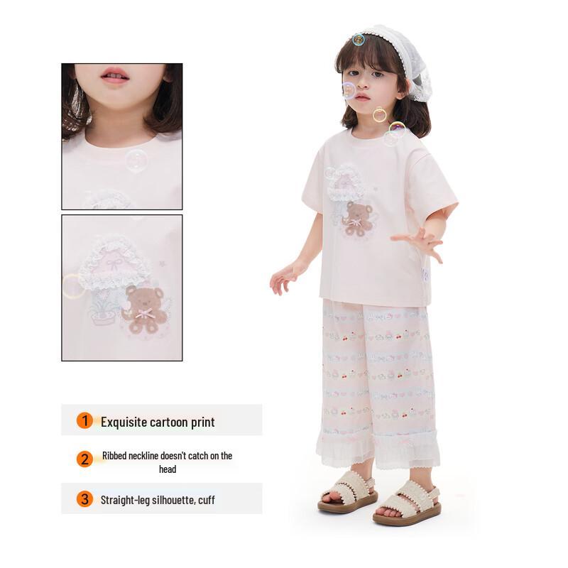 Girls' Cartoon Print Short Sleeve T-Shirt