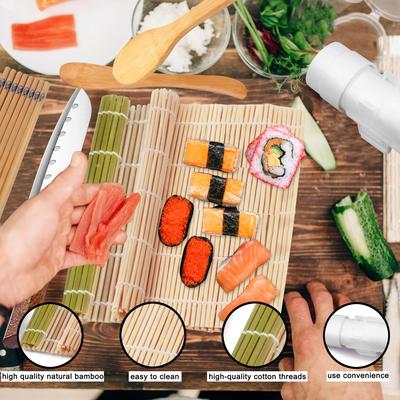 UNTIOR Kit de Fabrication de Sushi Tout-en-Un Ensemble Rouleur Bazooka avec Tapis à Sushi en Bambou Outils DIY pour Onigiri Pelles à Riz Outil à Sushi Japonais