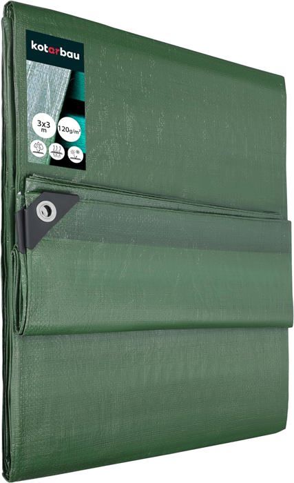 Bâche de Protection Extérieur - Polyéthylène - 3 x 3 m - Vert Olive - 120 g/m² - Bâche Anti UV - Bache Remorque KOTARBAU