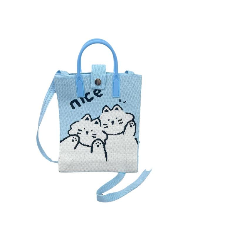 New large-capacity knitted bag, mobile phone bag, niche shoulder messenger bag, high-end, cartoon fashion handbag.