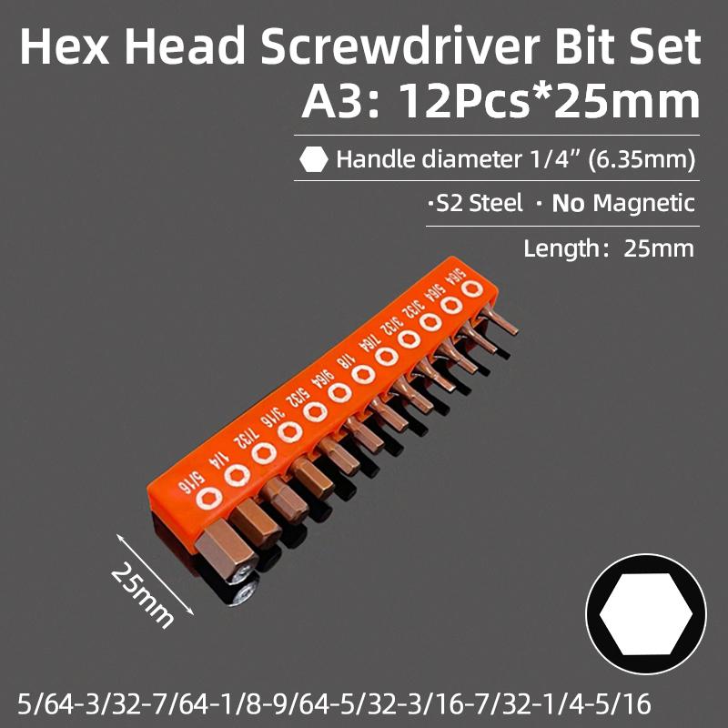 Набор шестигранных ключей Аллена 1/4 дюйма, отвертка, сверла, метрический, дюймовый, магнитный наконечник, 25/60 мм, трещоточный ключ, ручные инструменты, аксессуар
