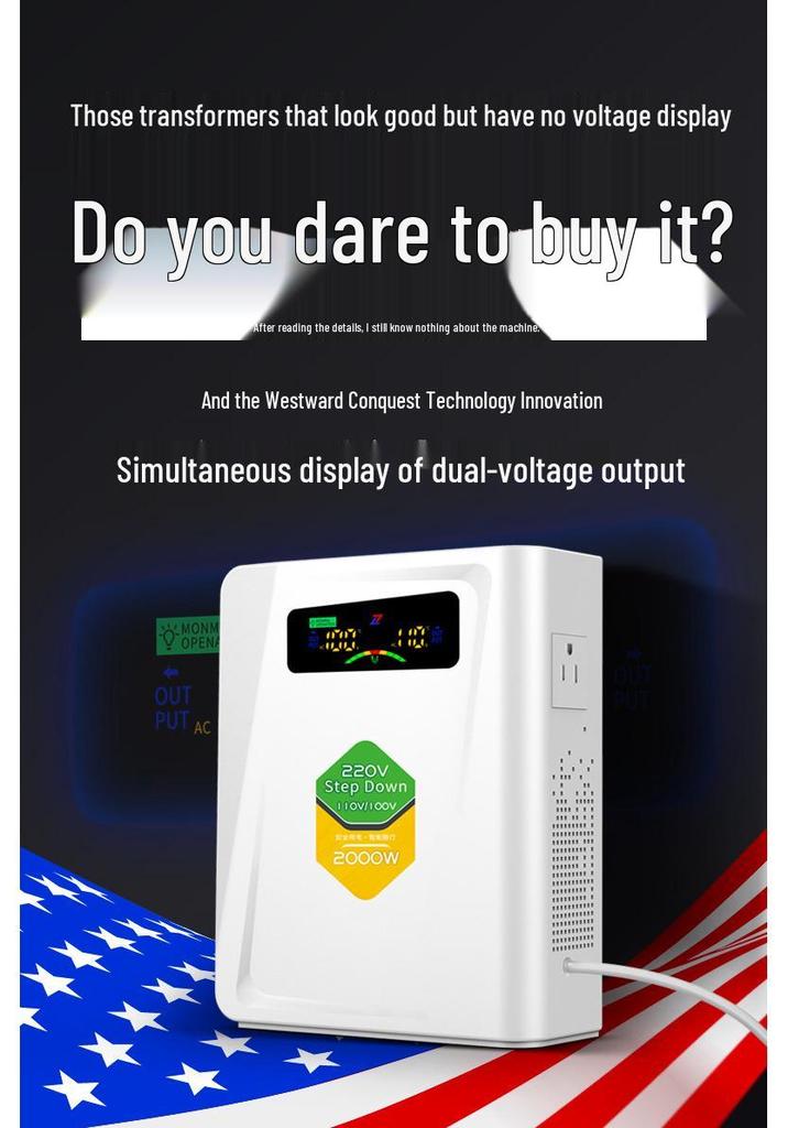 220V to 110V Step-Up Voltage Converter for Household Use