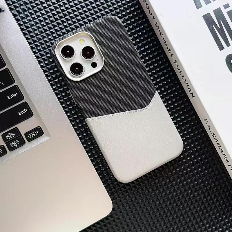 

For iPhone 16 15Pro Max 14 13 12 Card Pocket Wireless Charging Back Cover Dual Color Linen Leather MagSafe Phone Case For iPhone 16 Plus чорний колір сірий