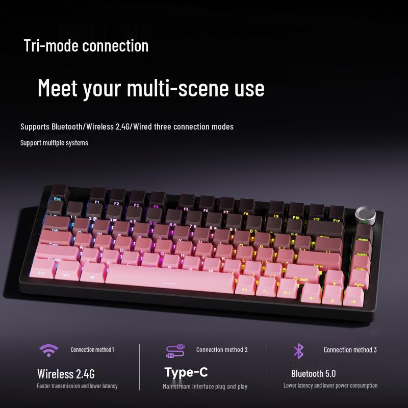 Qian Xing Zhe DK75 Three-Mode Mechanical Keyboard: Wireless, Bluetooth, Wired, Office Portable with Numpad