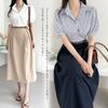 Long Short Sleeve Shirt Belted Puff Sleeve Slip Mixed Material Cute Casual Fashion [CCGGOWMM] Women's Dress, Dress, Dress, Dress, Dress, Dress,