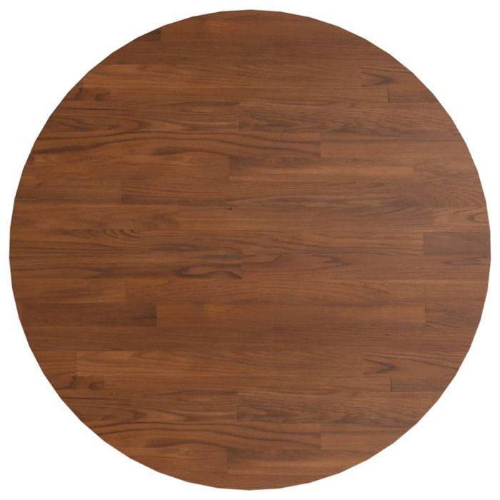 342967 vidaXL Dessus de table rond Marron foncé Ø50x1,5cm Chêne massif traité