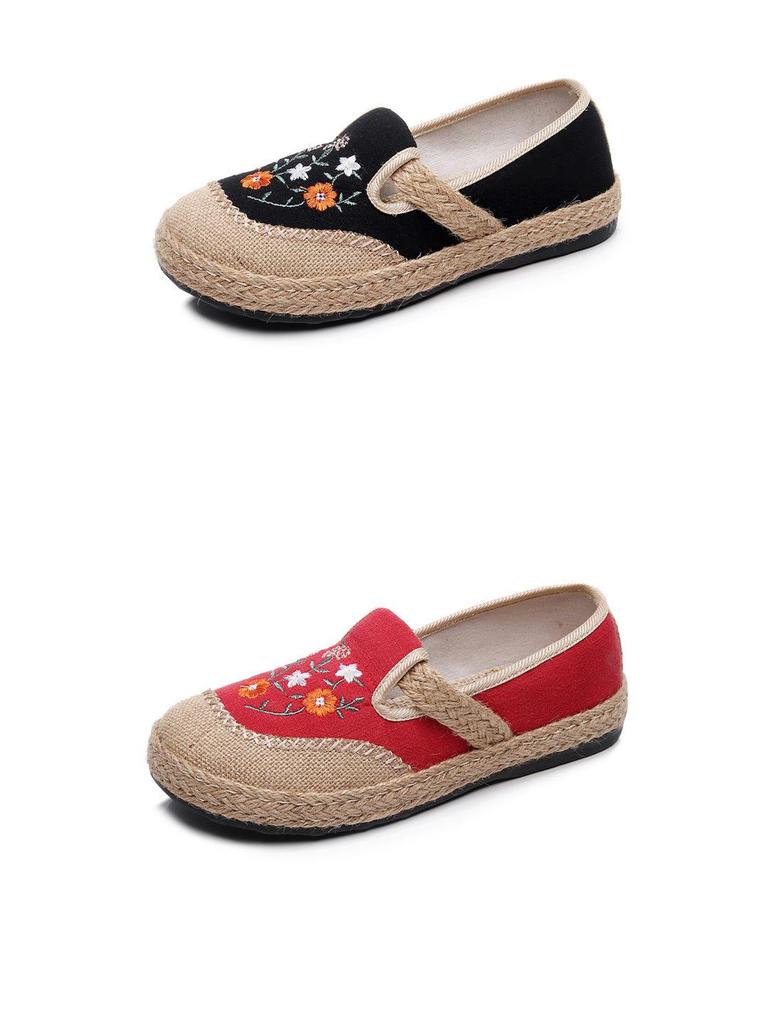 Spring Women's Ethnic Style Slip-on Espadrilles – Comfortable Old Beijing Cloth Shoes