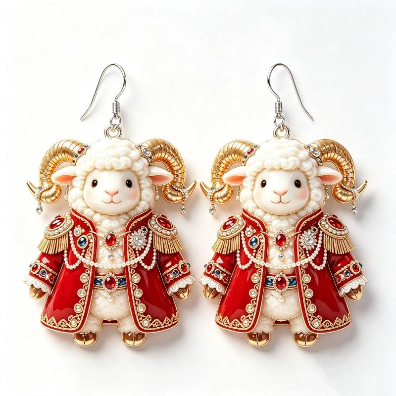 Cartoon Sheep Earrings 1 Pair 2D Flat Acrylic Animal Jewelry Hypoallergenic for Animal Lovers Party Wear Perfect Gift