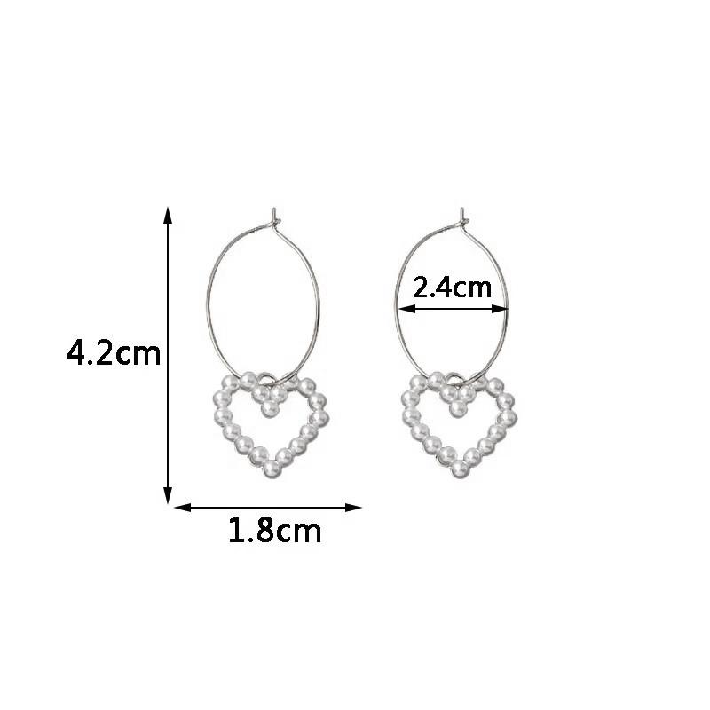 Korean Heart Hanging Earrings White Enamel Imitation Pearl Elegant Trendy Red Pink Acrylic Heart Dangle Earrings