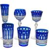Hand Blown Blue Wine Glasses Hock Glass Goblet Hand Carved Crystal Highball Tumbler Bar Service Table Dining Decoration