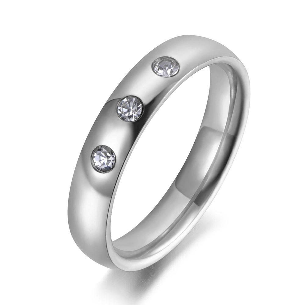 Trendy Gold Color s CZ Crystal Party Rings For Women Girls 316L Stainless Steel Wedding Engagement Ring Jewelry R19031