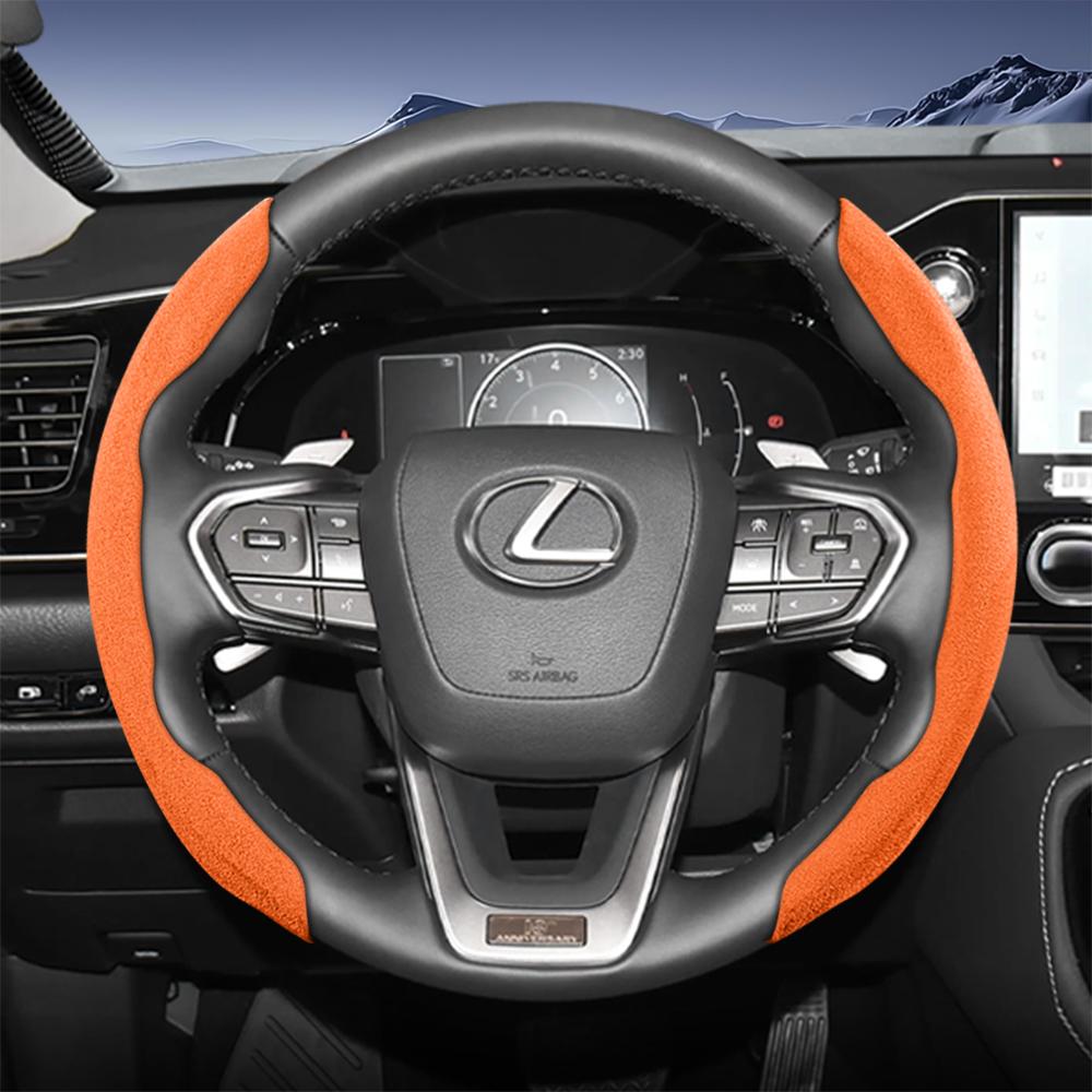 Suitable for Lexus Sports Suede Steering Wheel Cover, Split Snap-On Type, Non-Slip and Durable, for Models Such as Rx Nx Es Gx Lbx Ux Is Rz Lx