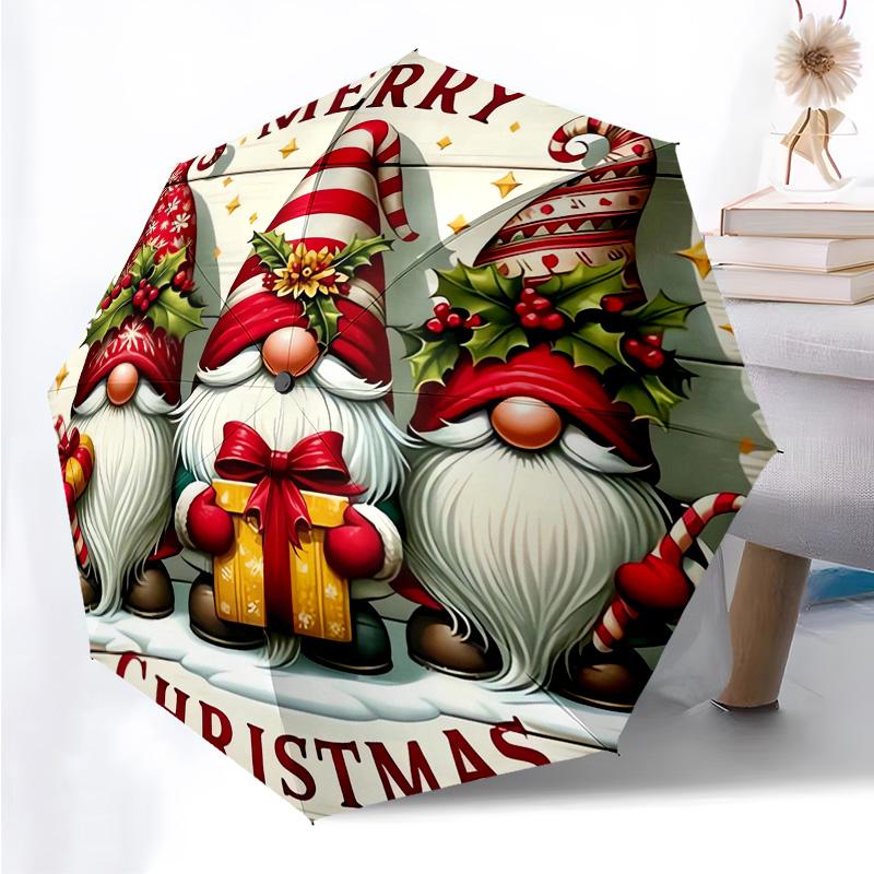 Christmas Pattern Folding Umbrella Fashion Auto-Open 8 Iron Ribs Plastic Handle Foldable Sunshade Perfect Christmas Gifts