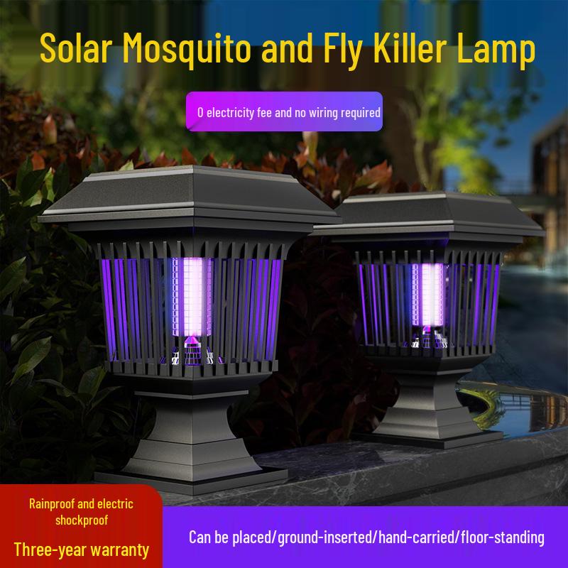 Outdoor Solar Mosquito Killer Lamp: Waterproof Electric Shock Mosquito Repellent for Garden Courtyard.
