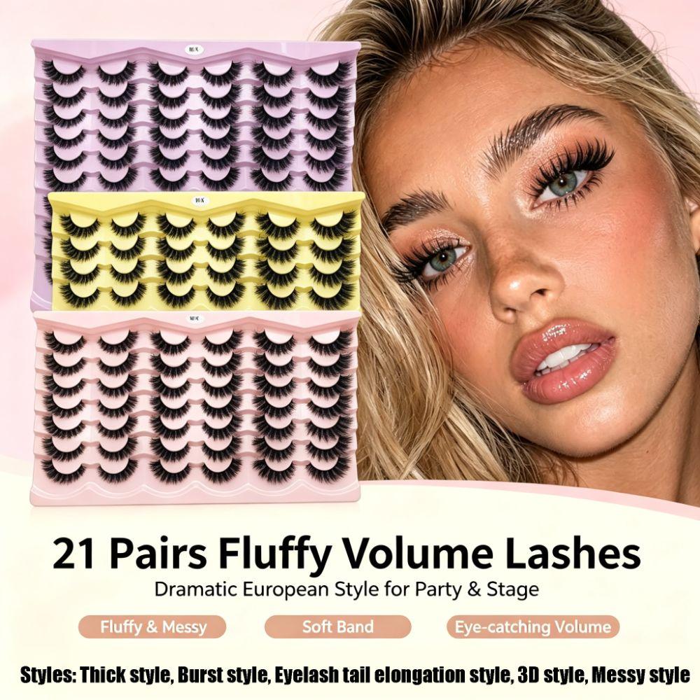Delicate 21 Pairs Volume Strip Lashes Stage Dramatic False Eyelashes Party & Festival Makeup