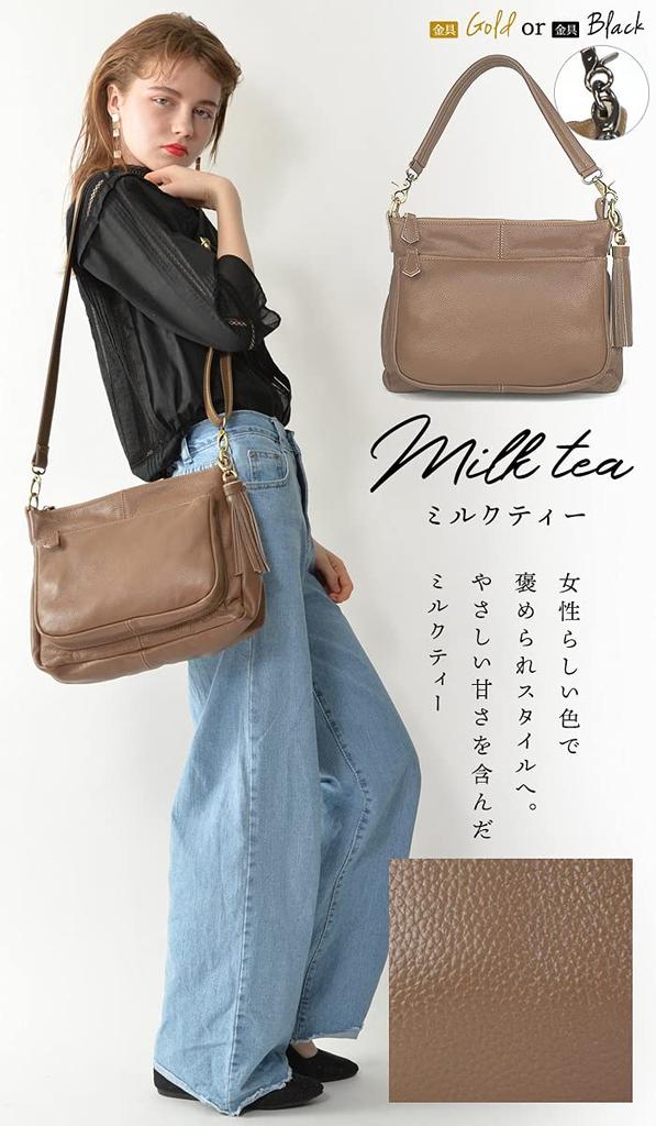 Onze Favoriete Echt Lederen Schoudertas, Dames Crossbody Handtas, Ariel Plus Melkthee Design (Gouden hardware)