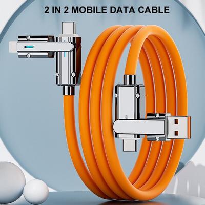 100W Hızlı Şarj Kablosu 4'ü 1 arada USB C Lightning Şarj Veri Senkronizasyon Kablosu iPhone15 ile Uyumlu
