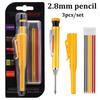 2.8mm 3Pcs/set Woodworking Mechanical Pencil Built In Pencil Sharpener with Sheath 2B Lead Long Headed Deep Hole Marking Pencil