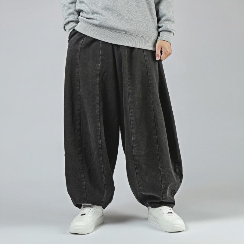 

«Мужские джинсы-шаровары в японском ретро-стиле с широкими штанинами на весну и осень 2025 года» 5XL темно-серого