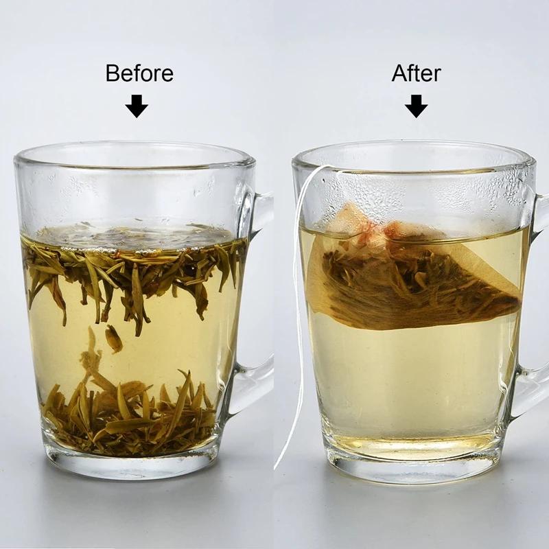 100PCS Disposable Teabags Biodegradable Paper Tea Filter Bag with String Heal Seal Empty Drawstring Spice Loose Leaf Tea Powder