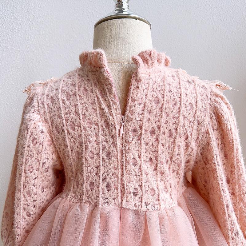 Girls' Winter Princess Lace Dress - Chinese Style Birthday Outfit (GC0392)