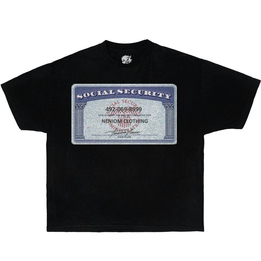 

Neniom Social Security Card Boxy Shirt Streetwear Y2K Vintage Tees Unisex T-Shirt XXXXL