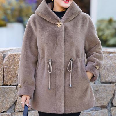Elegant Winter Faux Fur Coat for Women Thick Warm Outerwears Middle-aged Woman Fur Jacket