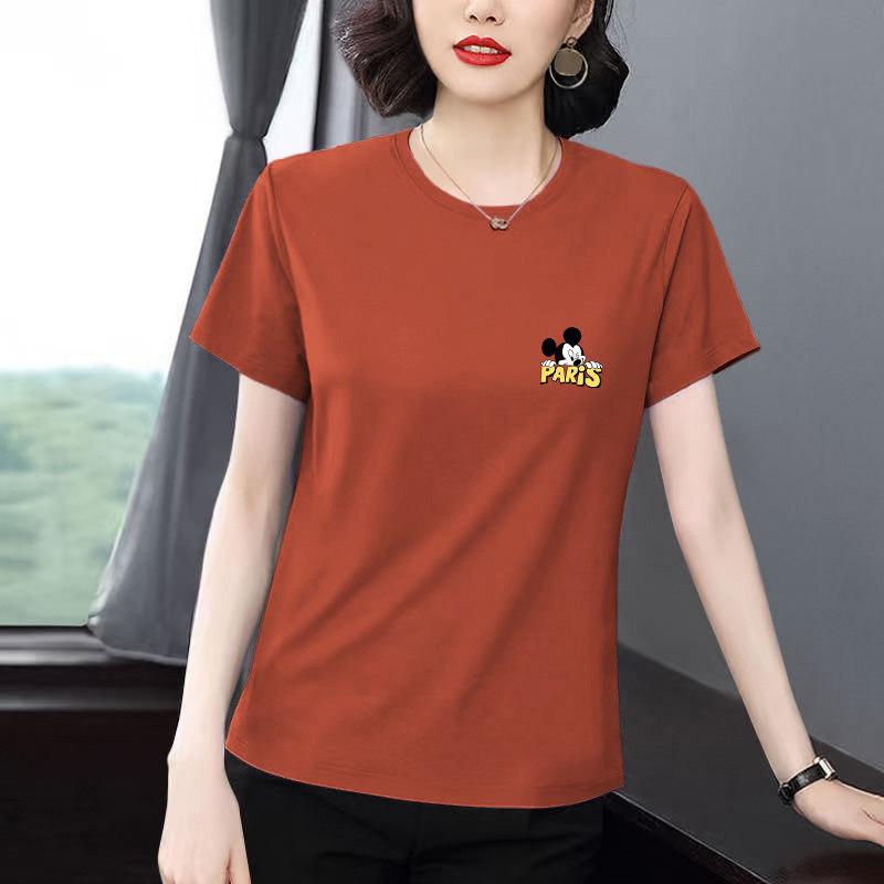 2026 Summer Women's Plus Size Short-Sleeve T-shirt, Versatile Age-Defying Round Neck Top.