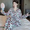Trendy Retro White Leopard Red Heart Print Women's Pajamas Literary Romantic Handsome Homewear New Spring Autumn Sleepwear