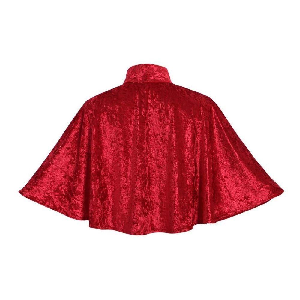 Victorian Velvet Cape Stand Collar Halloween Cloak Multi-functional Cosplay Costume Stage Costume