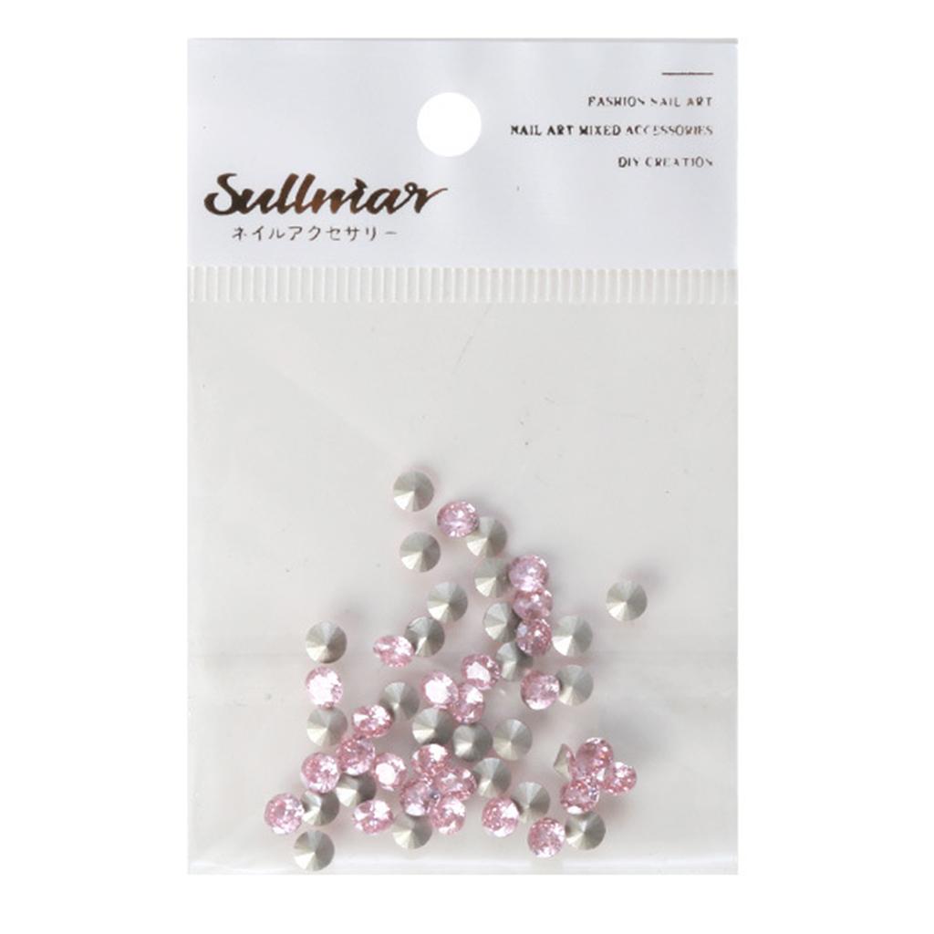50PCS Nail Art Rhinestones Clear Crystal Rhinestones Nail Charms Round Nail Art Decals Decorations for Nail Salon Design
