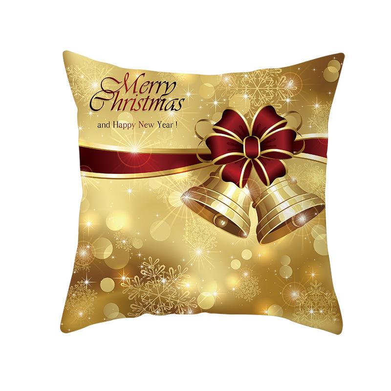 New Christmas Golden Ball Bell Pillow Cover Sofa Car Office Seat Cushion  Gold Series  Holiday Home Decoration